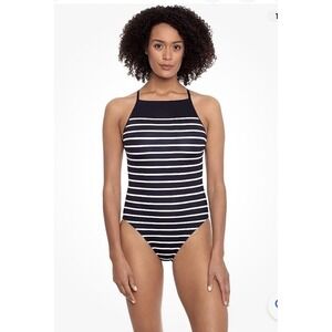 NWT Ralph Lauren 14 Women's Breton Stripe High Neck One Piece Swimsuit‎ Nautical